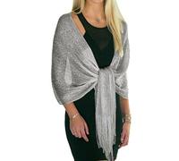 ShineGlitz Châle Argenté. Écharpe pour robes de soirée, taille unique
