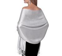 ShineGlitz Pashmina Châles et écharpes pour robes de soirée, grand châle doux pashminas de mariage, Gris clair argenté, taille unique