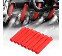 SHINEHOME 8 PCS Spark Plug Boot Protector 2500° Spark Plug Heat Sleeve Wire Covers Wrap 6 Inch for Ls1/Ls2 Sbc Bbc 350 454 Spark Plug Header Boots (Red)