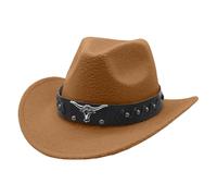 SHINEHUA Chapeaux Cowboy Western pour Hommes Chapeaux Fedora à Large Bord pour Femme Chapeau Western Chapeauxs de Soleil Chapeau d'équitation Le Rancher Westerns Chapeauxs en Feutre (Khaki, 58)