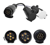 Shinekoo Adaptateur de remorquage 13 broches vers 7 broches, adaptateur d'extension de remorque avec couvercle, prise 12N + 12S pour barre d'attelage électrique pour remorque, camion, caravane