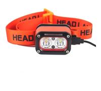 Shinekoo Lampe frontale LED haute luminosité inductive longue portée, rechargeable par USB, double éclairage pour casque de sécurité avec détecteur de mouvement, lumière d'avertissement rouge réglable