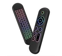 Shinekoo Télécommande vocale 2,4 G BT 5.2 double mode compatible avec la souris Air sans fil M5, 7 couleurs rétroéclairées infrarouges Mini clavier pour Android TV Box