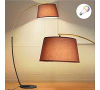 ShineMuse Lampadaire arquée Lampe sur pied pour salon,LED Dimmable RGB 15W à intensité variable,grande lampe vintage 190cm noir et or, lampadaire bohème, interrupteur pour Chambre