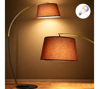 ShineMuse Lampe arquée Lampe sur pied pour salon, ampoule RGB 15 W à intensité variable, grande lampe sur pied vintage 190 cm noir et or, lampadaire bohème, interrupteur au pied