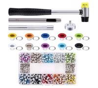 SHINEOFI 1 Boîte Kit D’œillets Métalliques 5mm Colorés | Alliage, Pose Facile Outil et Marteau Inclus, Usage DIY pour Tissus, Paquet et Projets Créatifs