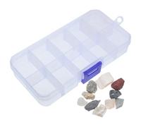 SHINEOFI 1 Boîte Kit Éducatif de Minéraux pour Projets Scientifiques Outils Pratiques de Test de Dureté, Rangement Compartimenté en Plastique et Pierre pour Garçon et Filles