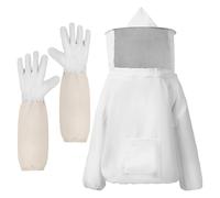 SHINEOFI 1 Ensemble Combinaison Apiculteur Ventilée avec Mitaines Élastiques Tissu Résistant Anti-piqûres Tenue Complète pour Protection Apiculture