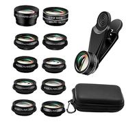 SHINEOFI 1 Ensemble Lentilles Externes pour Photographie de Téléphone Objectifs Universels Angle et Macro avec Support et de Rangement