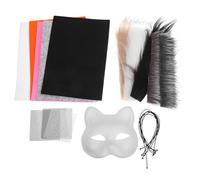 SHINEOFI 1 ensemble Masque de Chat DIY avec Tissu PVC Adhésif Kit Complet pour Peindre et Créer des Masques Animaux Peluche Blanc pour Halloween Cosplay et Fêtes