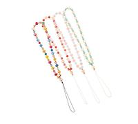 SHINEOFI 1 Jeu Lanière De Téléphone Avec Perles Dragonne Perte Accessoire De Mode Pour Mobile Décoration Pratique Et Sécurisée Pour Smartphone 4 Pièces