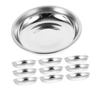 SHINEOFI 10 Coupelles Rondes en Acier Inoxydable, Petits Plats de Service pour Sauces et Condiments, Lavables, pour Pique-niques et Camping