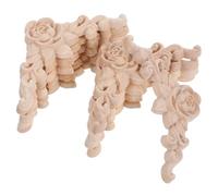 SHINEOFI 10 Pièces Appliques Décoratives Sculpté pour Meubles Motif Rose Coin Non Peint Facile à Installer pour Portes Armoires et Lits Finition Naturelle