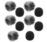 SHINEOFI 10 Pièces Bonnette Anti-vent en Mousse et Housse en Peluche pour Microphone Noir, Protection le Vent Bruit, pour Enregistrements en Extérieur