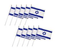 SHINEOFI 10 pièces Drapeau Israël à Main Polyester Pliable Vif Résistant Décoloration Décoration Fête Extérieur
