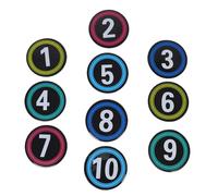 SHINEOFI 10 Pièces Marqueurs de Sol Plats Numérotés 1 à 10, Antidérapants | PVC Léger et Résistant à L’usure, pour Salle Intérieure et Conversions de Terrain, Coaches Joueurs