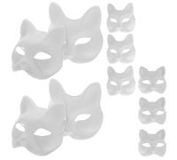 SHINEOFI 10 Pièces Masques de Chat Blanc en Plastique Non Peints Diy, Confortables et Personnalisables pour Fêtes à Thème et Jeux de Rôle, Masque Demi-visage Renard et Loup