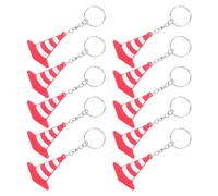 SHINEOFI 10 Pièces Mini Pendentifs Cone de Circulation Porte Clés PVC pour Décorations de Fête et Souvenirs pour Sacs à et Accessoires de Construction