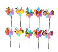 SHINEOFI 10 pièces Moulins à Vent Décoratifs Plastique Dessin Animé Ornements Jardin Colorés pour Extérieur Jouets Éducatifs Animaux pour Fête et Décoration Extérieure