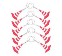 SHINEOFI 10 Pièces Porte-clés Cône de Circulation Miniature PVC Anneau Solide Portable pour Sac à Dos Voiture Accessoires de Fête et