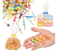 SHINEOFI 100 Pièces Nœuds Torsadés Décoratifs Couleur Aléatoire en Polyester pour Paquet à Gâteau et Café, pour Emballages Présents et Boutiques de Desserts