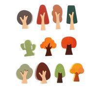 SHINEOFI 11 Pièces Miniature Wooden Forest Trees Set for Crafts and Train Tracks Interlocking Design Easy Assembly Safe Smooth Surface for Preschool Educational Play