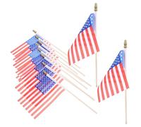 SHINEOFI 12 pièces Drapeaux Américains à Main avec Bâton Bois Mini Drapeaux Patriotique Polyester Résistants pour Of July Fête des Vétérans et Décoration Événements