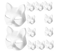 SHINEOFI 12 Pièces Masques Chat Papier Blanc à Peindre Kit Masques Vierge pour Garçon Fille Activités Manuelles Halloween Carnaval et Cosplay