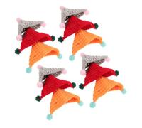 SHINEOFI 12 Pièces Mini Hats for Dolls Pets and Small Dogs Hand Knitted Wool Crochet Beanies Orange and Cute DIY Craft Accessories for Birthday Decorations