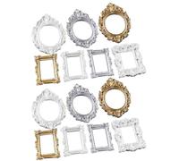 SHINEOFI 14 Mini Cadres Décoratifs en Résine Compacte, Accessoires Miniatures Baroques, 7 Modèles X 2 Pièces, Matériel de Bricolage pour Décorations Maison, Cadres Ronds Anciens pour