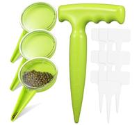 SHINEOFI 14 pièces Kit de Semis avec Distributeur Réglable et Étiquettes de Plantation Plantoir Manuel Ergonomique pour Jardinage Planteur Portable avec Marqueurs Résistants