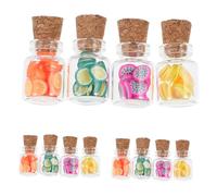 SHINEOFI 16ensembles Mini Bouteilles avec Tranches De Fruits Miniatures Pots De Décor pour Maison De Poupée Comprend Dragon Fruit Et pour Créativité Et Imagination