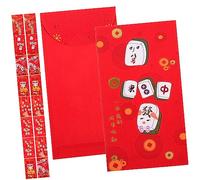 SHINEOFI 18 pcs Mahjong Pattern Envelopes For Chinese Year Traditional Money Pouches With Blessings Thick Paper Hong Bao Set For Festival And Gift Giving