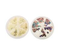 SHINEOFI 2 Boîtes Patch en métal charmes ongles charmes Clous dessins remplisseurs de charme de cristal bricolage artisanat alliage