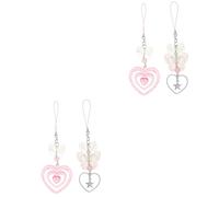 SHINEOFI 2 Ensembles Charm De Téléphone Avec Cœurs Et Noeuds Pour Accessoires De Téléphone Lanières Décoratives Et Pratiques Pour Femmes Parfaites Pour Clés Et 2 Pièces * 2