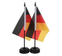 SHINEOFI 2 Ensembles de Drapeaux Allemands de Bureau en Polyester et Plastique, Résistants la Décoloration et Faciles à Nettoyer, pour Bureau et Salle de Réunion, Événements
