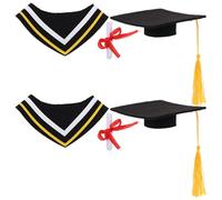 SHINEOFI 2 Ensembles Figurine de Diplômé avec Toge Écharpe Jaune et Certificat Poupée Ours Peluche Habillée pour Cérémonie de Remise des Diplômes