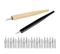 SHINEOFI 2 Ensembles Stylo à Plume à Tremper en Bois, Porte-plume avec Pointes Interchangeables, 2 Porte-plumage 20 Pointes, Contrôle du Flux D’encre, pour Calligraphie et Illustration