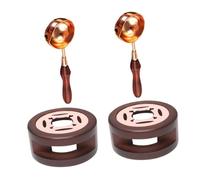 SHINEOFI 2 Ensembles Wax Seal Warmer Spoon With Wooden Handle Wax Seal Kit Melting Pot Tool For Wedding Invitations And Crafting