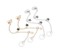 SHINEOFI 2 Paires Boucles Oreilles Longues Pendantes Perte pour Oreille sans Piercing Accessoires Mode Doré et Argenté Compatibles Écouteurs sans Fil