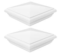 SHINEOFI 2 Pièces Capuchon de Poteau Carré en Pvc Blanc 4 Pouces Style Anglais Forme Pyramide, Résistant au Jaunissement et Décoratif pour Poteaux en Bois ou Métal
