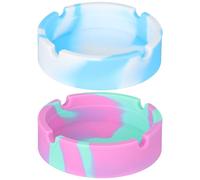 SHINEOFI 2 Pièces Cendrier Petit Récipient Moderne Incassable Rond en Silicone Antidérapant pour Intérieur et Extérieur pour Voiture et Bureau