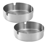 SHINEOFI 2 pièces Cendriers Acier Inoxydable Cendrier Rond Compact Antichute pour Cigarettes Usage Intérieur et Extérieur Adapté Maison Bureau Hôtel Bar