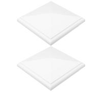 SHINEOFI 2 Pièces Chapeau de Poteau de Clôture Carré en Pvc Blanc 4 Pouces Style Anglais Pointe Pyramidal Résistant au Jaunissement la Décoloration pour Jardins Extérieurs