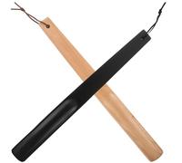 SHINEOFI 2 Pièces Chausse-pied en Bois Portable 38cm, Bord Lisse | Forme en U, Finition Soignée, Aide Discrète pour Seniors et Femmes Enceintes, Noir et Bois