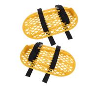 SHINEOFI 2 Pièces Chaussures de Lissage pour Béton, sans Trace, Jaune, | Bandes Souples, Sangle de Fixation, Angles Optimisés, pour Époxy, Ateliers, Sols Uniformes