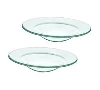SHINEOFI 2 pièces Coupelles Verre Transparent pour Chauffe-Huile Plateau Rond de Remplacement Résistant Haute Température Usage Polyvalent pour Cire et Huiles Essentielles
