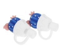 SHINEOFI 2 Pièces Couvre-embouts de Paille en Silicone Mignons pour Protéger les Pailles de 6-8 Mm, Légers Transport des Boissons en Extérieur