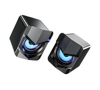 SHINEOFI 2 Pièces Enceintes USB Miniatures pour Ordinateur et Téléphone Stéréo Puissant Ambiance Lumineuse Colorée Compatibles Pc Bureau et Portable