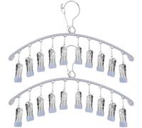 SHINEOFI 2 pièces Lot Cintres INOX Multi-Usage pour Casquettes et Chaussettes Clips Protégés Anti-Marques Design Gain de Place pour Penderie Support Séchage Vêtements et Résistant